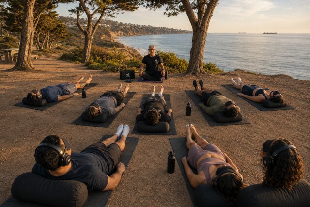 Group 9D Breathwork session by the ocean