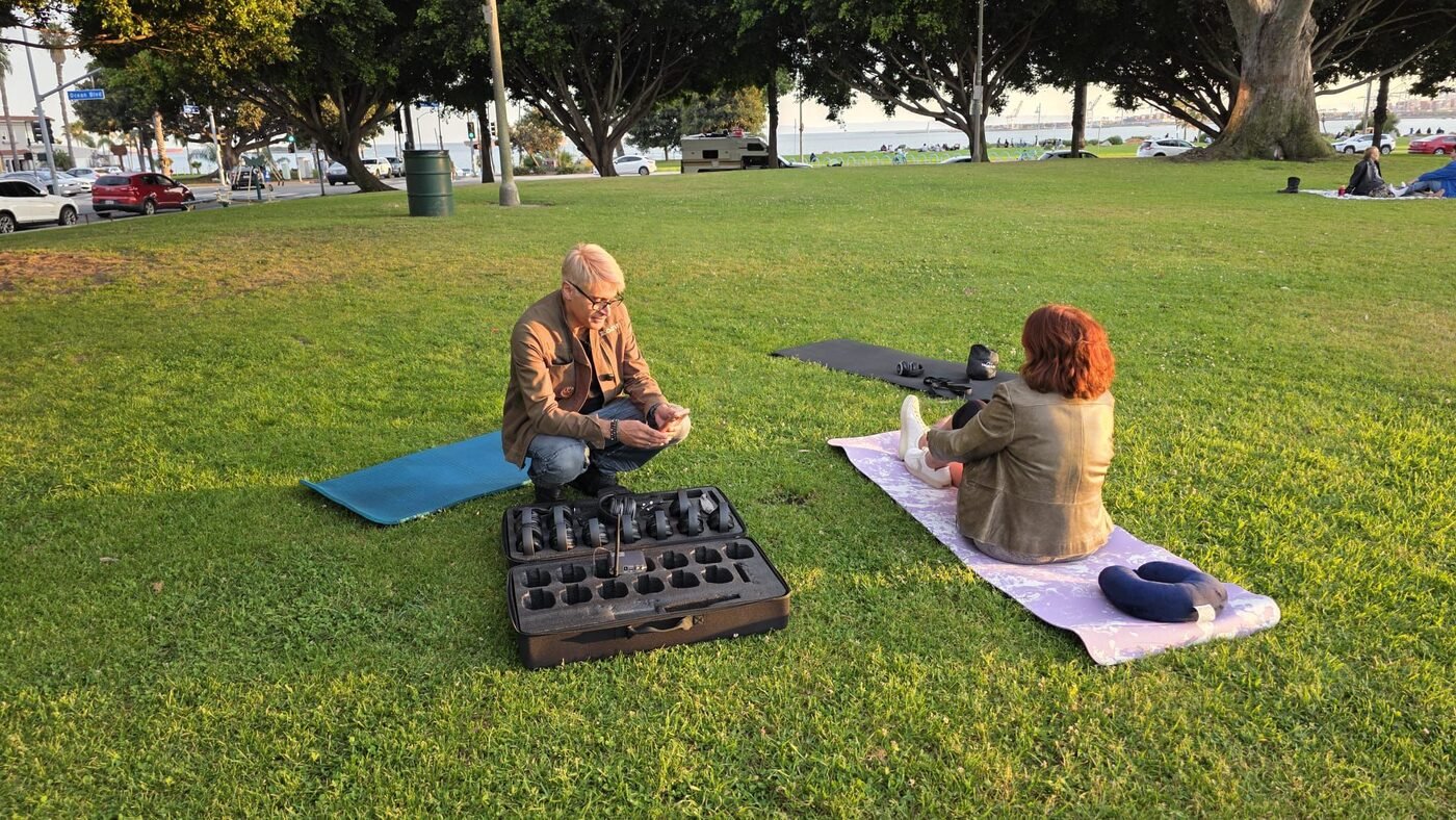 Group 9D Breathwork session at sunset